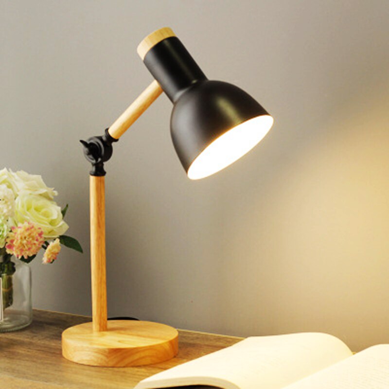 Nordisk Træ LED Bordlampe – Skandinavisk Enkelhed Møder Moderne Funktionalitet Tech Butik Sort Varm