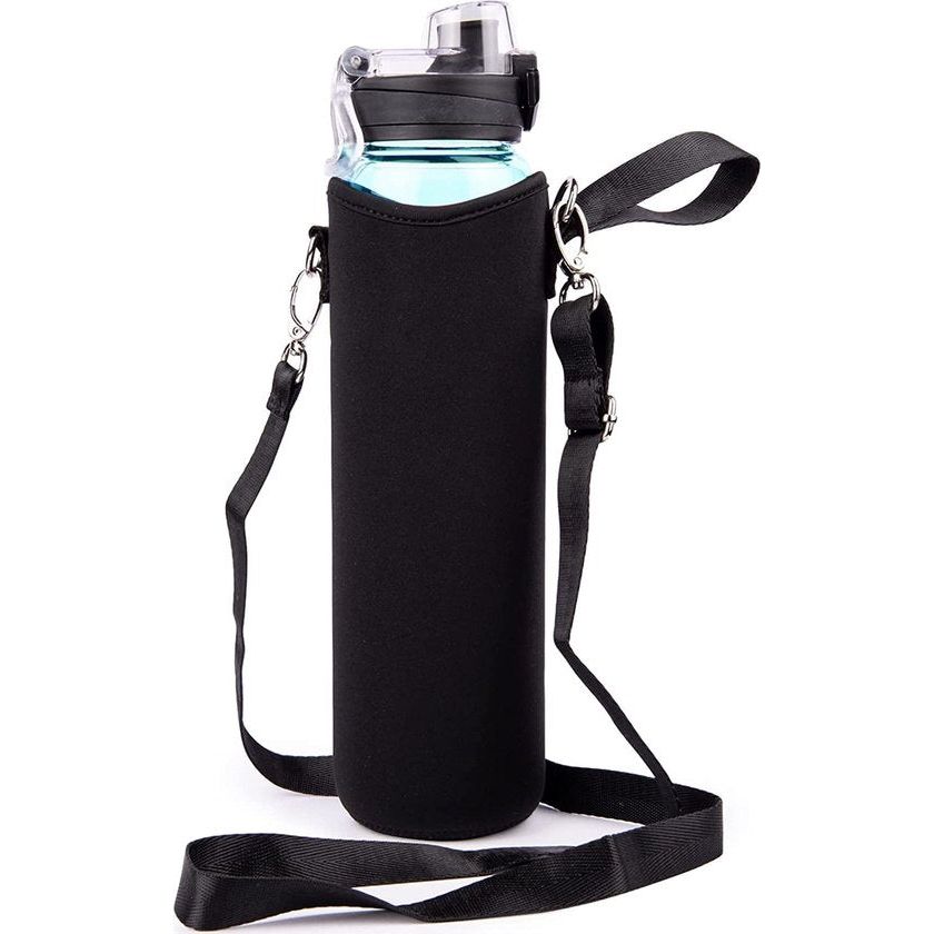 1 Liter Glas Vandflaske Med Tidmarkeringer Og Neopren Cover Glasvandflaske Tech Butik