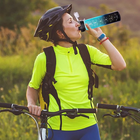 1 Liter Glas Vandflaske Med Tidmarkeringer Og Neopren Cover Glasvandflaske Tech Butik