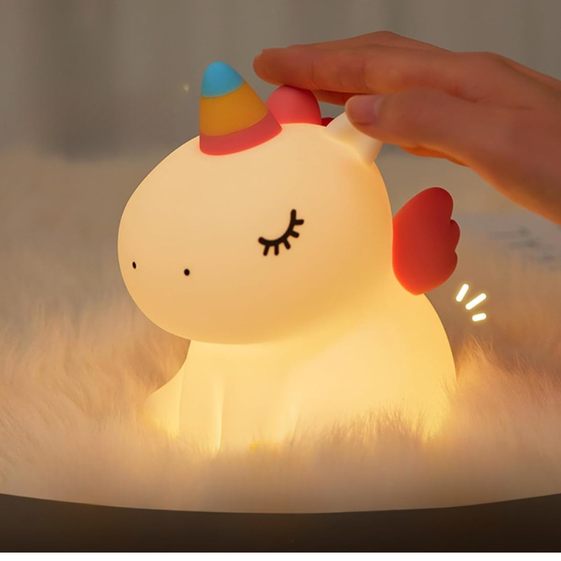 Magisk Enhjørning Natlampe Til Børn - Beroligende Lys Og Stemmeeffekt Natlampe Tech Butik