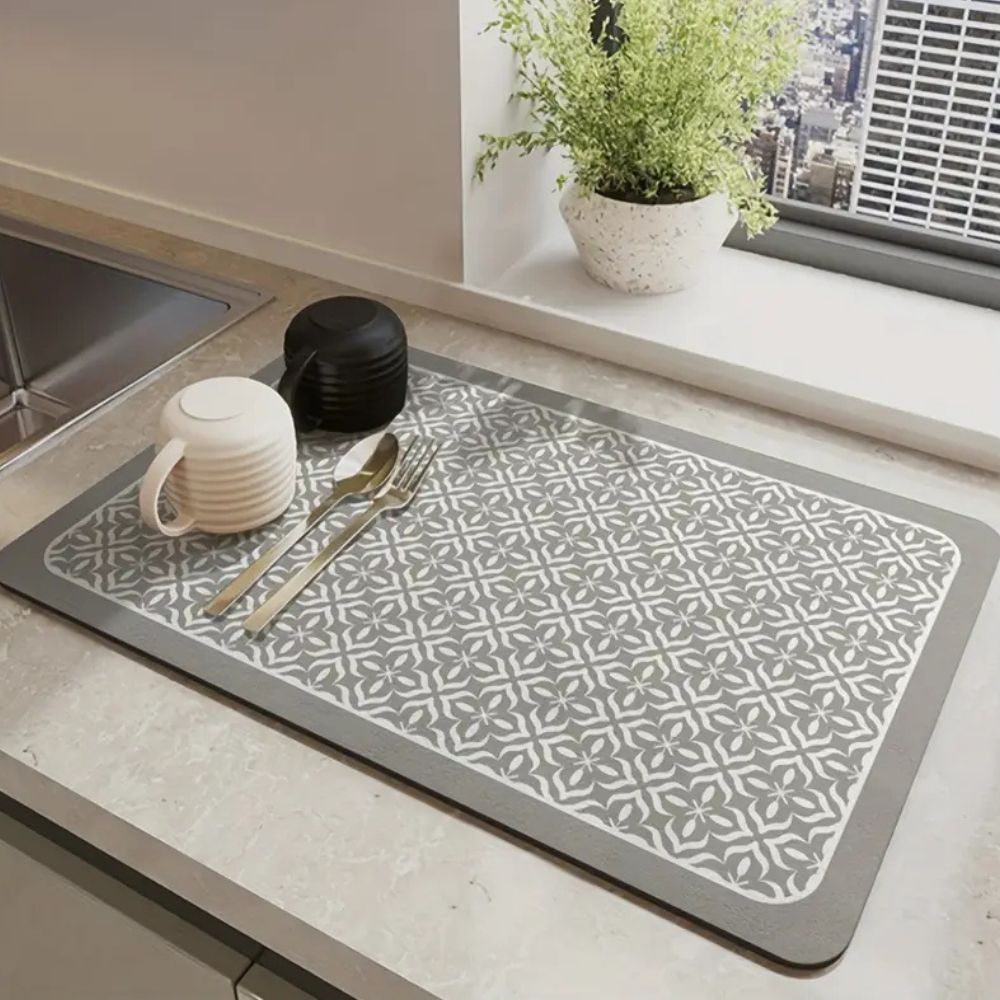 Hurtigtørrende Opvaskemåtte – Absorberende, Skridsikker og Praktisk til Hverdagen Dish Mat Tech Butik Hvid 30x40cm
