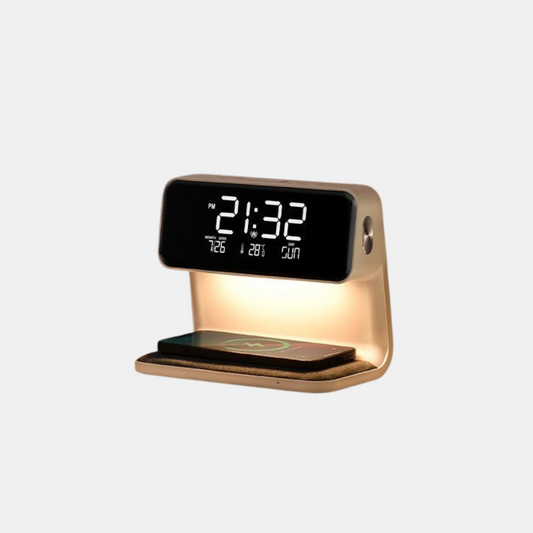 3-i-1 Natbordslampe – Trådløs Oplader, LCD Vækkeur & Touch LED Belysning Tech Butik