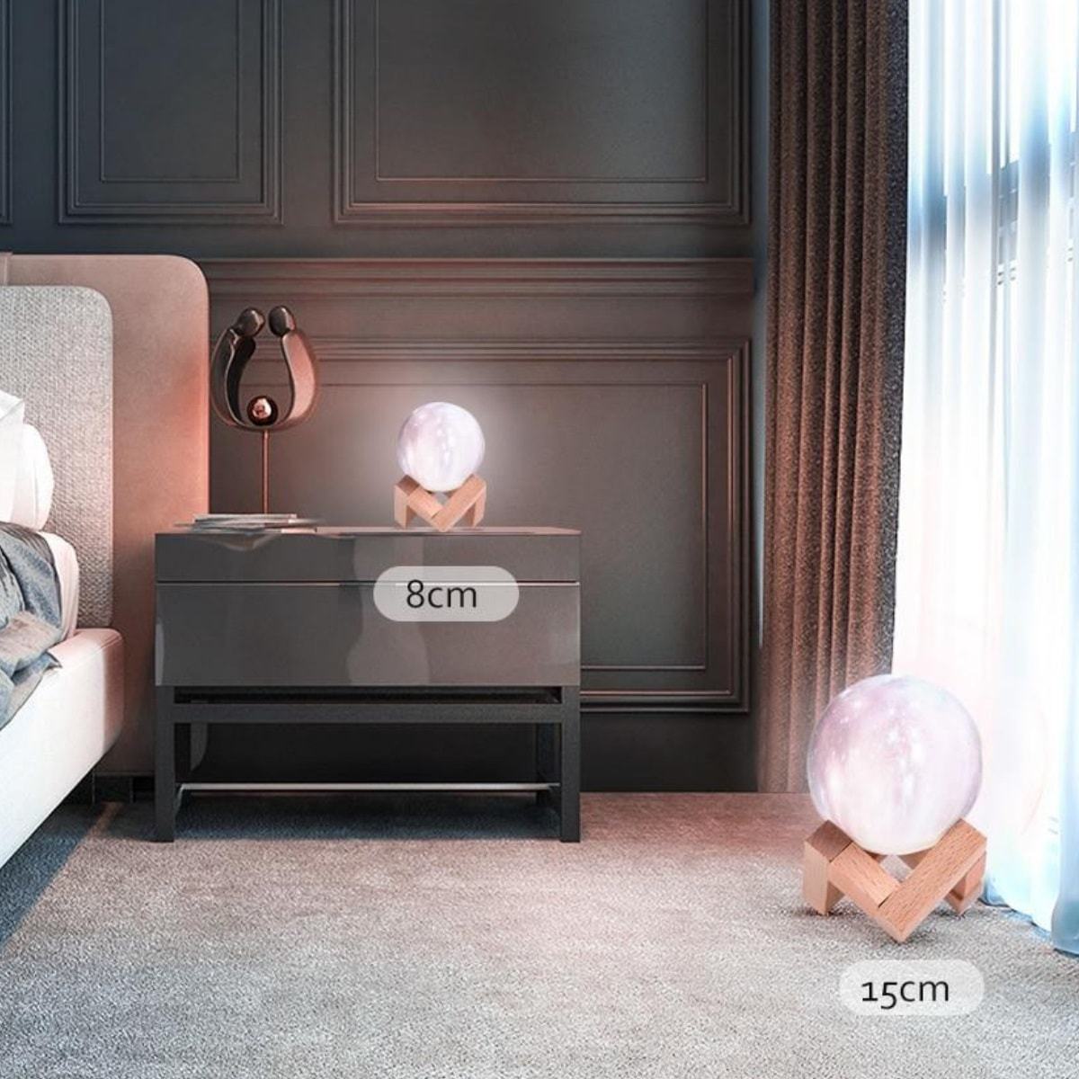 3D Månelampe med Justerbart Lys og Galaksefarver Lamp Tech Butik