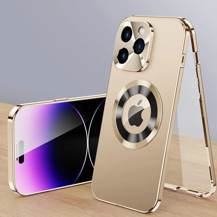 360° Fuld Beskyttelse i Aluminium iPhone Cover – Metal, Magnetisk & Magsafe Kompatibel (iPhone 15/14/13) Mobiltelefoncovers Tech Butik Magsafe guld Til iPhone 14 Promax