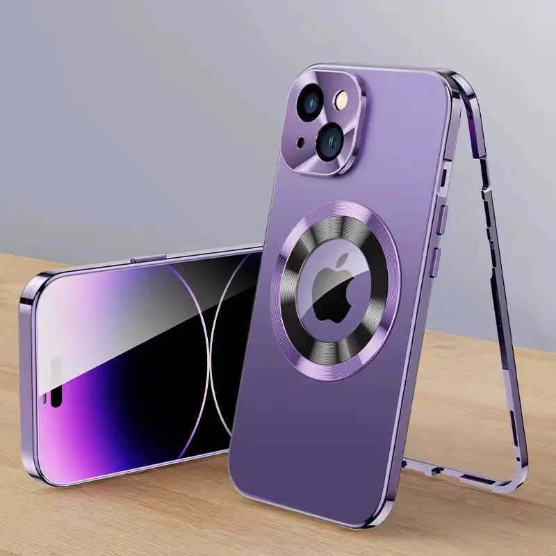 360° Fuld Beskyttelse i Aluminium iPhone Cover – Metal, Magnetisk & Magsafe Kompatibel (iPhone 15/14/13) Mobiltelefoncovers Tech Butik Magsafe lilla Til iPhone 14 Promax