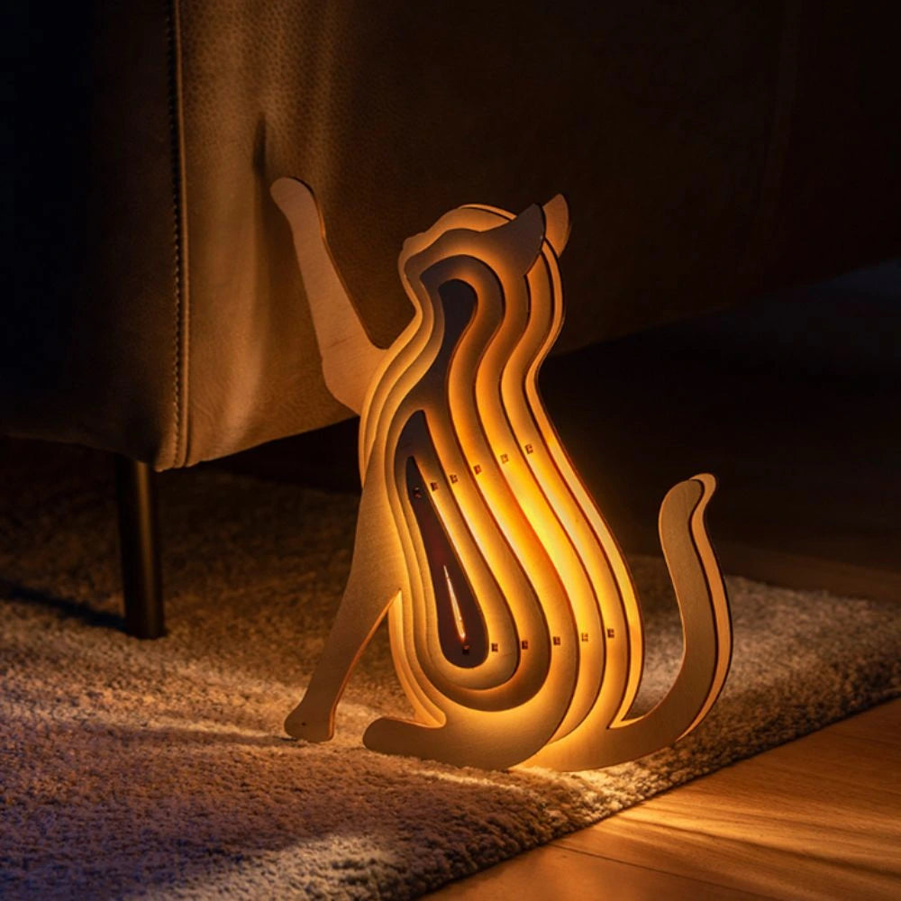 Trædyr Bordlampe – Kreativ 3D Puslespils-Lampe til Hjem og Børneværelser Bordlamper Tech Butik