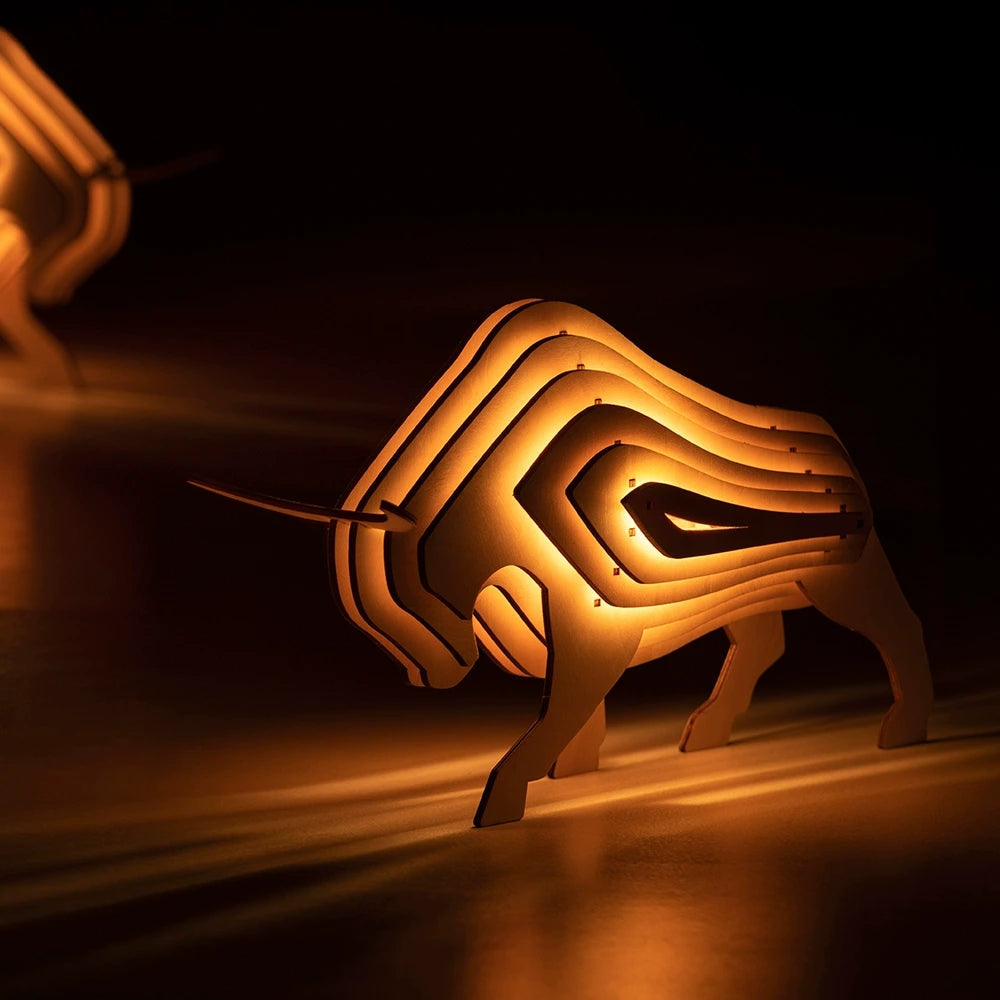 Trædyr Bordlampe – Kreativ 3D Puslespils-Lampe til Hjem og Børneværelser Bordlamper Tech Butik Tyren
