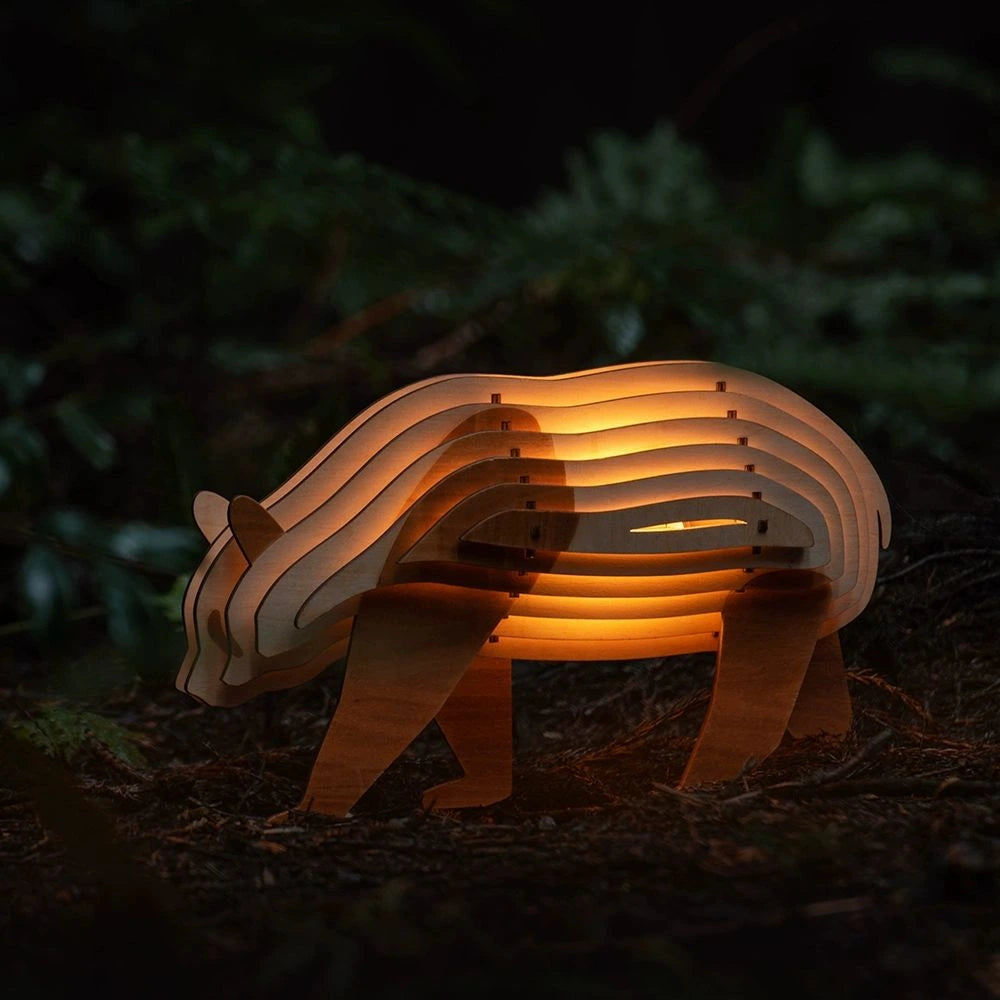 Trædyr Bordlampe – Kreativ 3D Puslespils-Lampe til Hjem og Børneværelser Bordlamper Tech Butik Panda