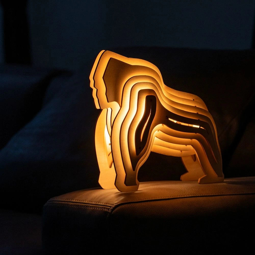Trædyr Bordlampe – Kreativ 3D Puslespils-Lampe til Hjem og Børneværelser Bordlamper Tech Butik Gorilla