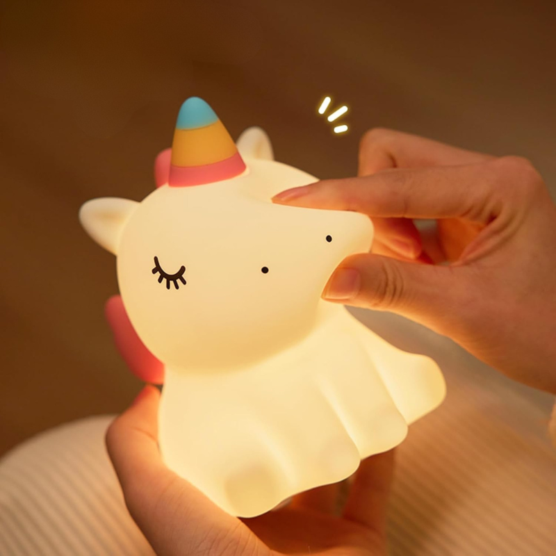 Magisk Enhjørning Natlampe Til Børn - Beroligende Lys Og Stemmeeffekt Natlampe Tech Butik