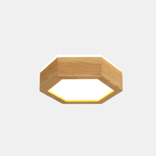 Moderne Sekskantet LED Loftlampe med Træ og Akrylfinish Loftlamper Tech Butik A Varmt lys