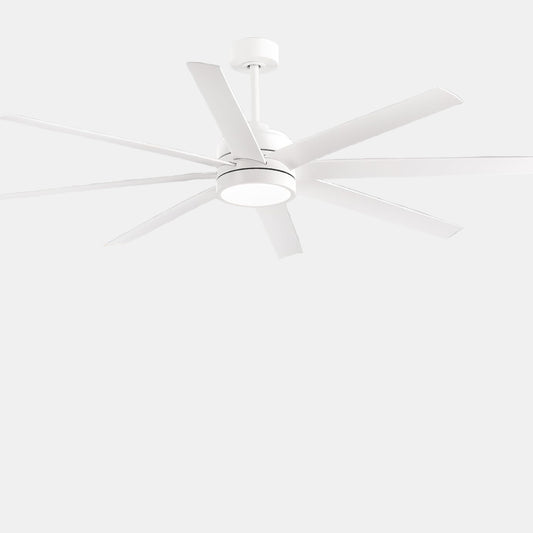 Elegant Stor Støjsvag Loftventilator med LED Belysning Loftventilatorlampe Tech Butik Hvid