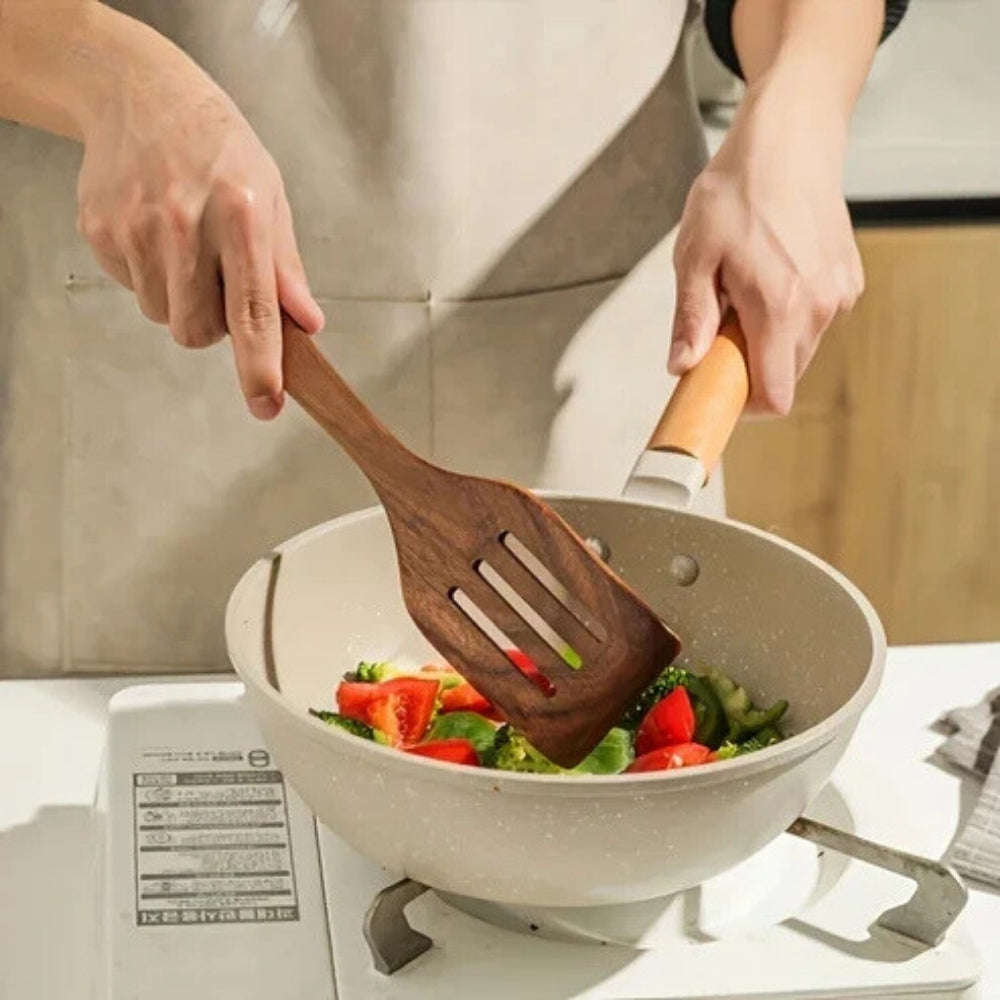 Premium Trækogesæt | 7 Dele – Holdbart, Miljøvenligt & Sikkert til Non-Stick Køkken Tech Butik