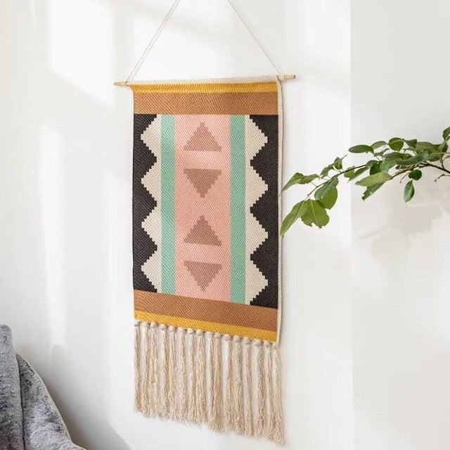 Abstrakt Quiltet Vægophæng Kunstnerisk Tekstil Vægkunst til Moderne Hjem Vægtepper Tech Butik