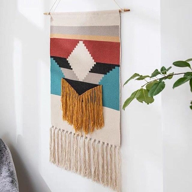 Abstrakt Quiltet Vægophæng Kunstnerisk Tekstil Vægkunst til Moderne Hjem Vægtepper Tech Butik J