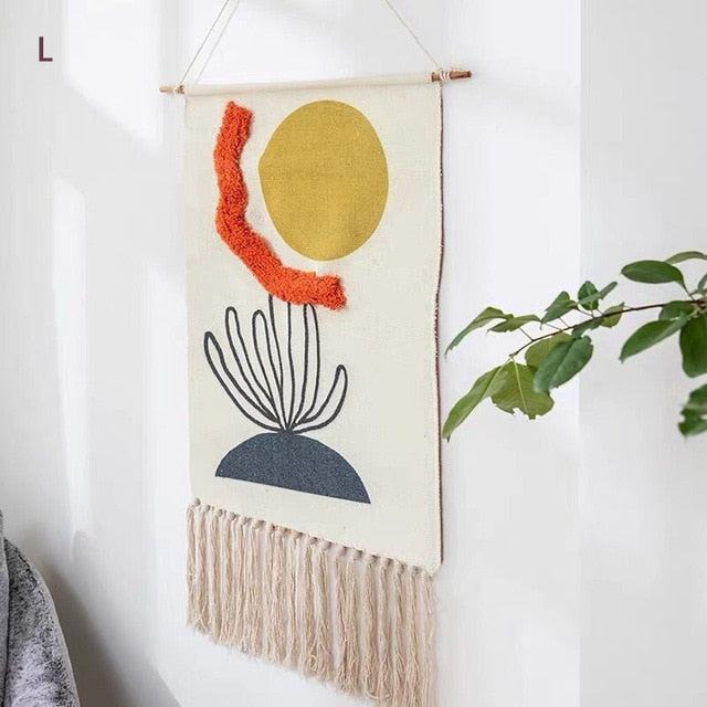 Abstrakt Quiltet Vægophæng Kunstnerisk Tekstil Vægkunst til Moderne Hjem Vægtepper Tech Butik