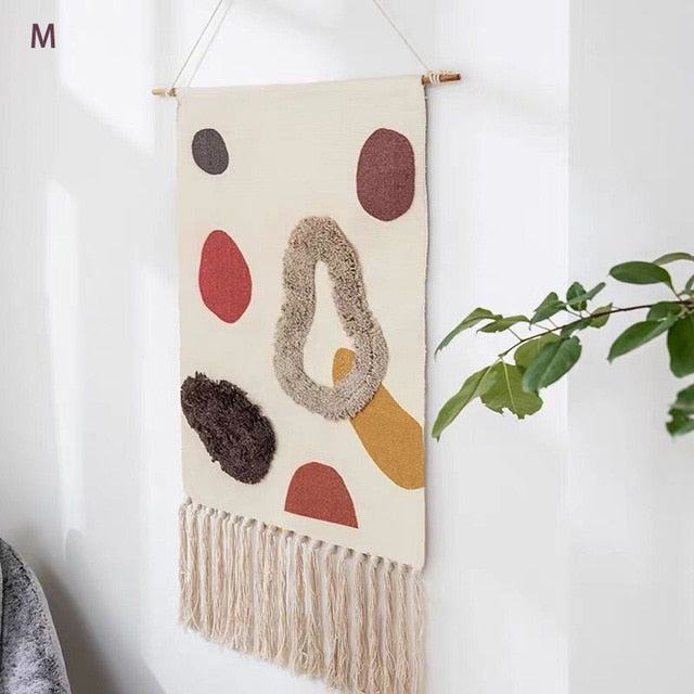 Abstrakt Quiltet Vægophæng Kunstnerisk Tekstil Vægkunst til Moderne Hjem Vægtepper Tech Butik