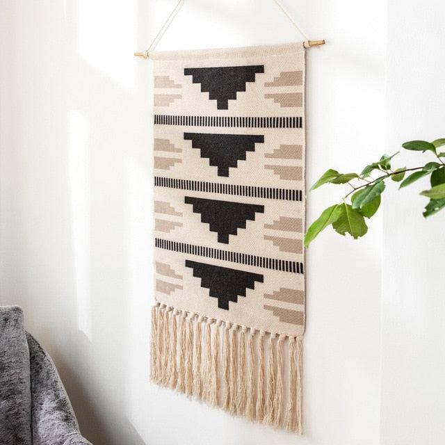 Abstrakt Quiltet Vægophæng Kunstnerisk Tekstil Vægkunst til Moderne Hjem Vægtepper Tech Butik B