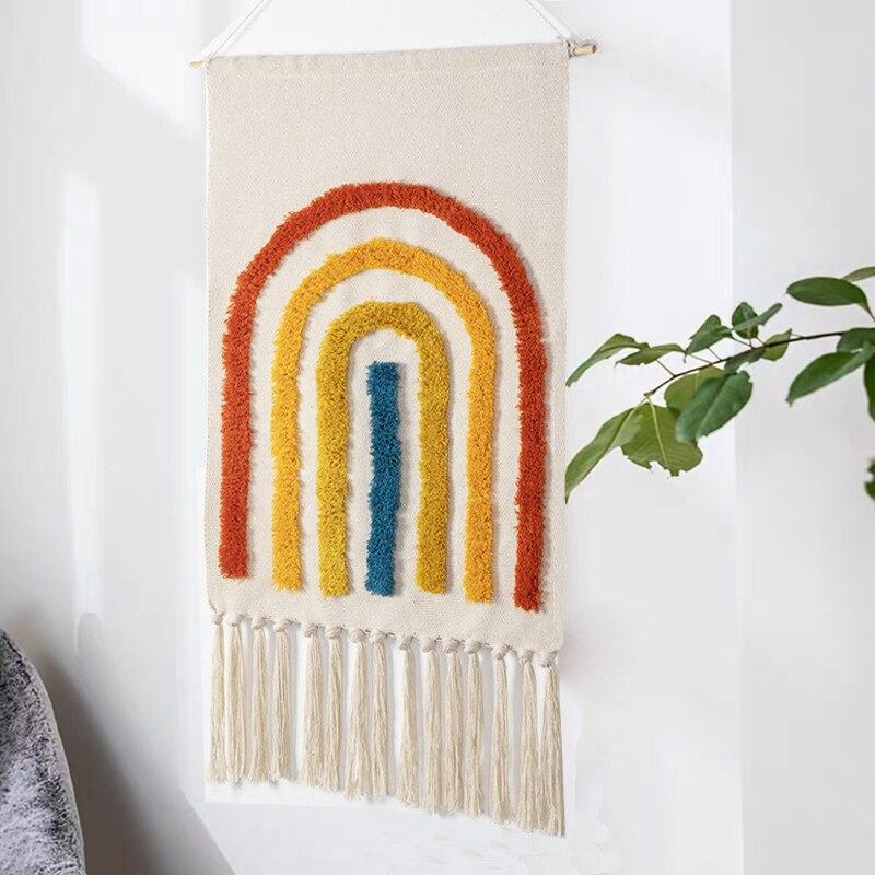 Abstrakt Quiltet Vægophæng Kunstnerisk Tekstil Vægkunst til Moderne Hjem Vægtepper Tech Butik H