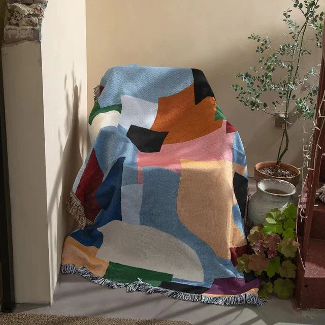 Abstrakt Vævet Vægteppe Plaid til Moderne Indretning og Dekoration Vægtepper Tech Butik Abstrakt 130 x 160cm