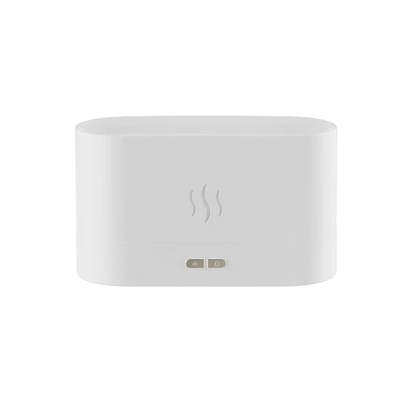 Aroma Luftfugter med LED Flammeeffekt og Ultralyds Aromaterapi Kompakt Luftdiffuser til Soveværelse og Kontor Luftfugtere Tech Butik Hvid
