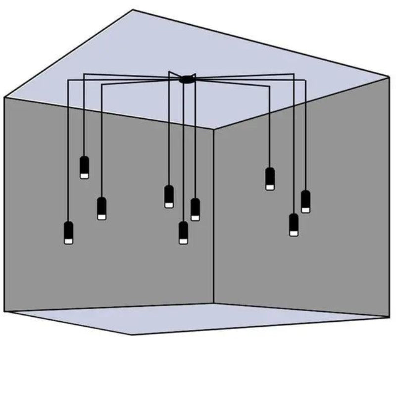Art DIY Lang Linje Minimalistisk Væglampe LED Hængende Lampe Hængelamper Tech Butik 9 vedhæng (6 m) A