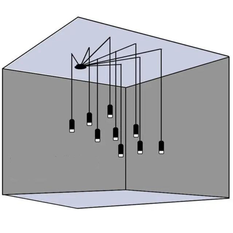 Art DIY Lang Linje Minimalistisk Væglampe LED Hængende Lampe Hængelamper Tech Butik 9 vedhæng (6 m) B