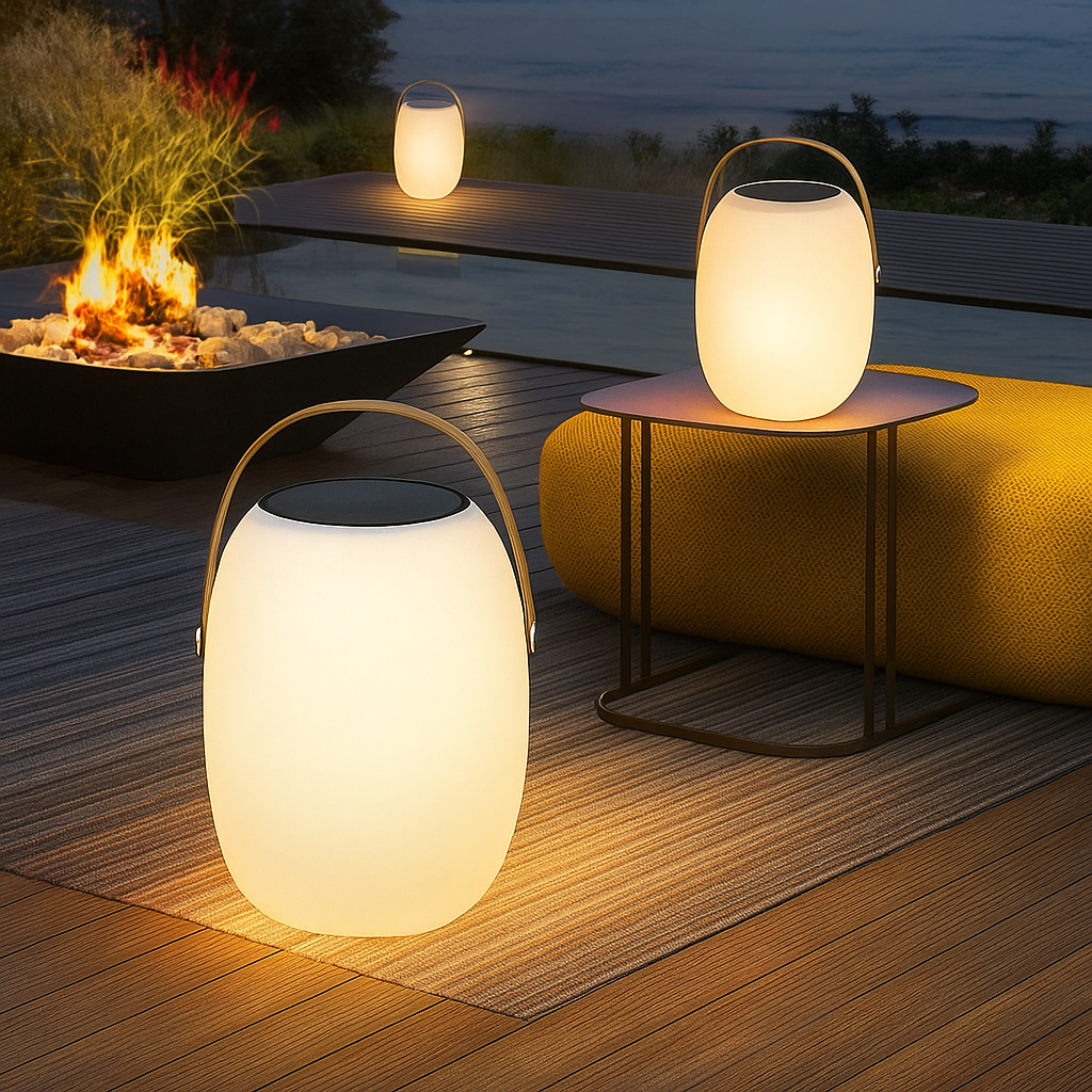 Bærbar Solcellelampe med LED til Terrasse og Havehygge Udendørs lys Tech Butik 21cm x 31cm