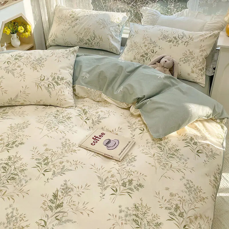 Blomsterbeddengoed Sæt i Lyserød Polyester Med Dynebetræk og Pudebetræk Dekoration Tech Butik Stil E Tvillingbetræk 4Styk 150cm x 200cm