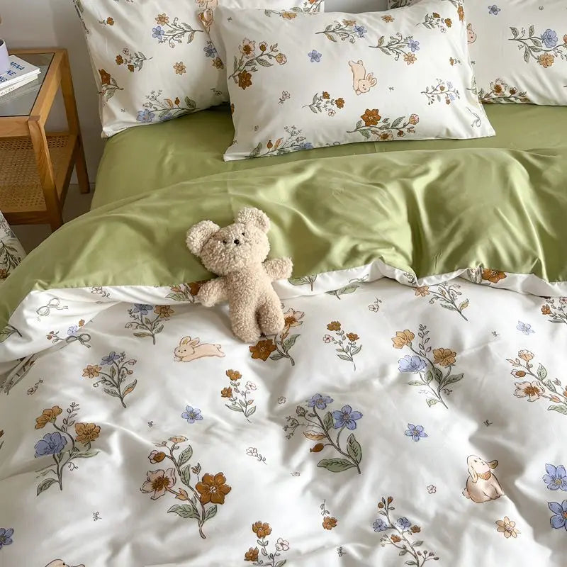Blomsterbeddengoed Sæt i Lyserød Polyester Med Dynebetræk og Pudebetræk Dekoration Tech Butik Stil F Tvillingbetræk 4Styk 150cm x 200cm