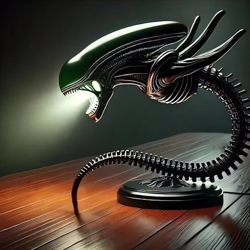 Alien-Formet Bordlampe – Sjov & Futuristisk Belysning Skrivebordslamper Tech Butik Predator