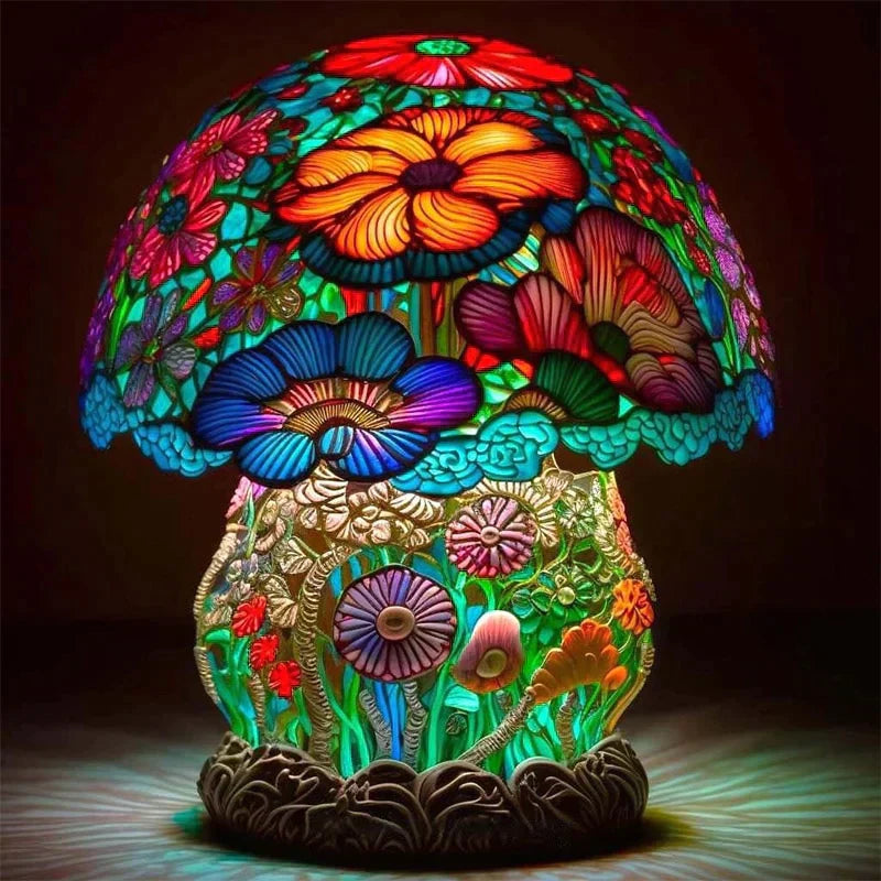 Bordlampe med Farverig Glasstil til Rolige Rum Lamp Tech Butik Blomsterbusk