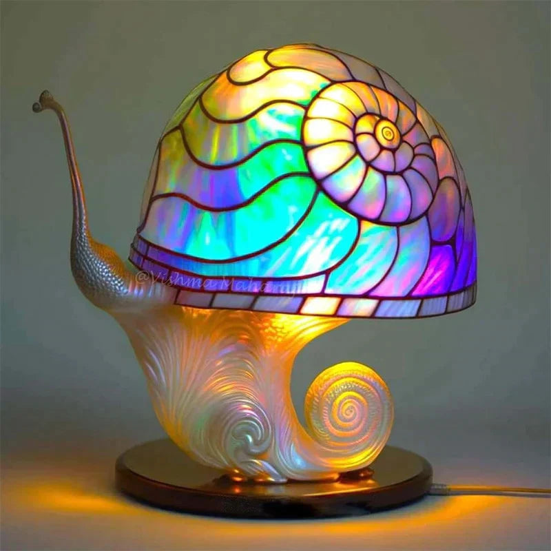 Bordlampe med Farverig Glasstil til Rolige Rum Lamp Tech Butik Snegle