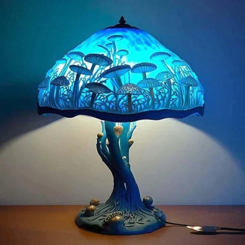 Bordlampe med Farverig Glasstil til Rolige Rum Lamp Tech Butik Blå svamp
