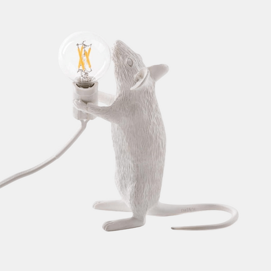 Bordlampe med Muselampe Design – Charmerende og Energi Effektiv Belysning Lamper Tech Butik Hvid Ser Opad