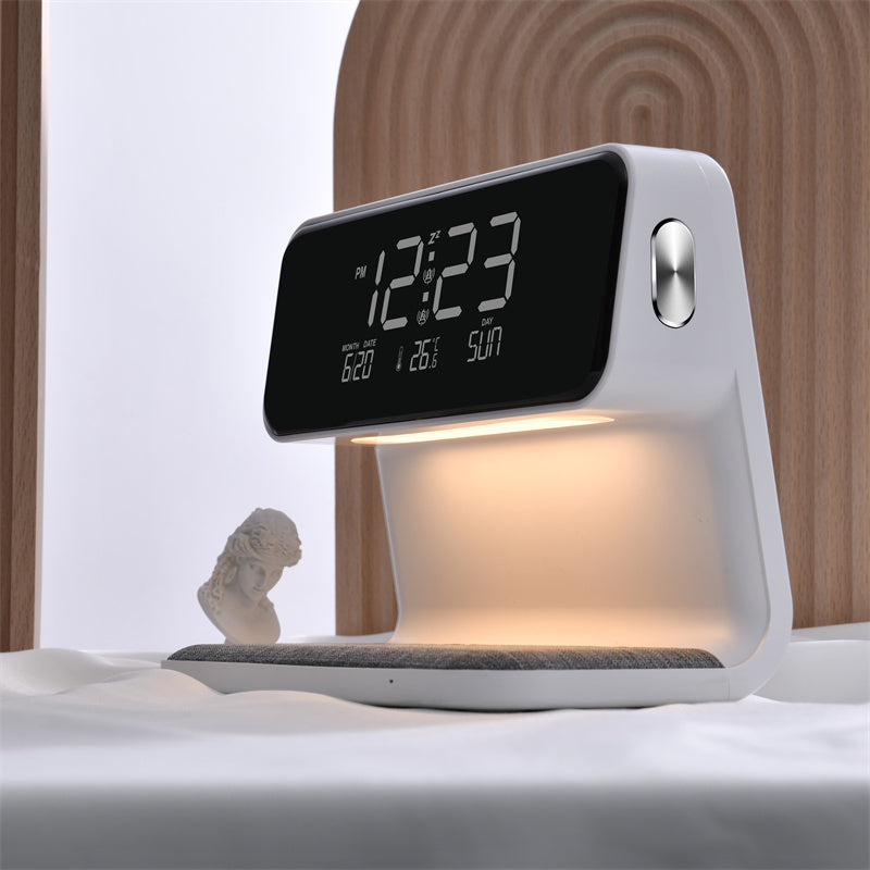 3-i-1 Natbordslampe – Trådløs Oplader, LCD Vækkeur & Touch LED Belysning Tech Butik