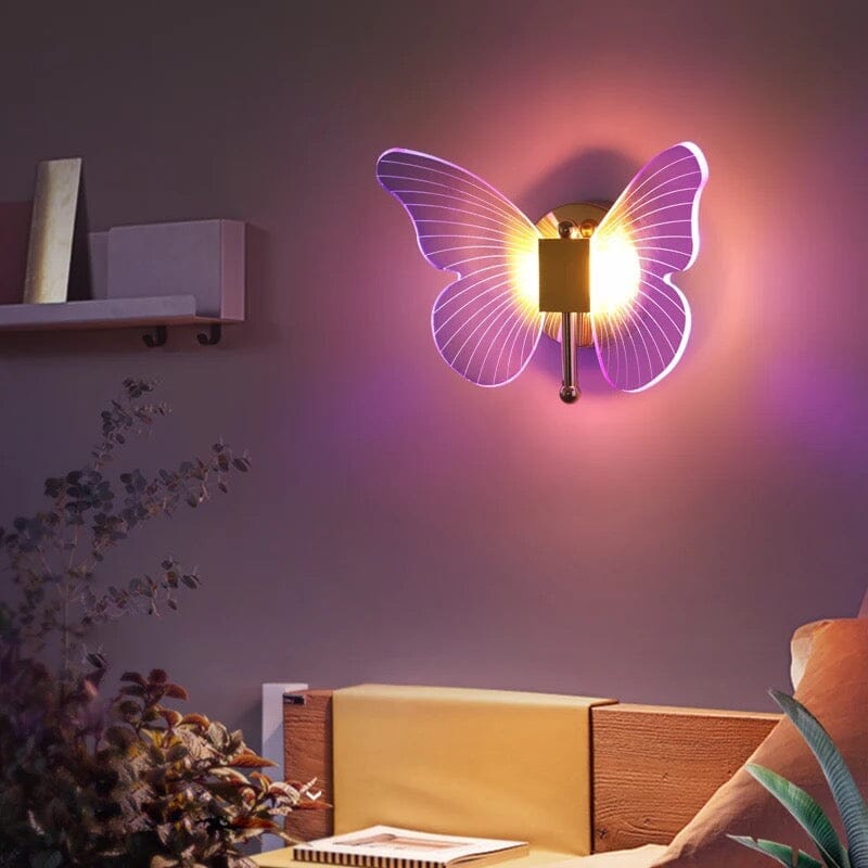 Butterfly LED-væglampe til hyggelig indendørs belysning Væglamper Tech Butik Væg sommerfugl lilla Varm hvid
