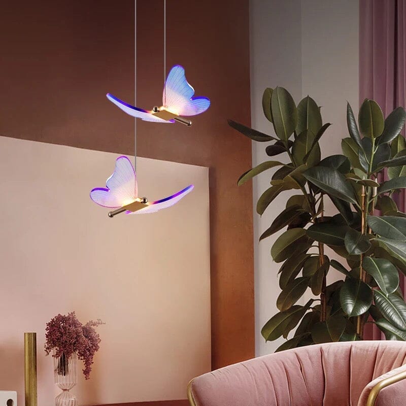 Butterfly LED-væglampe til hyggelig indendørs belysning Væglamper Tech Butik Lilla sommerfugle-duo-lampe Varm hvid