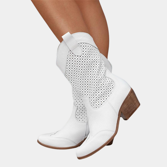 Åndbare Chic Cowboystøvler med Lynlås – Stil og Komfort i Hvert Skridt Women's Boots Tech Butik Hvid 35