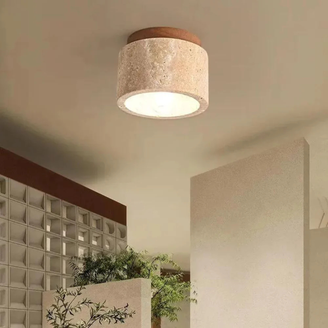 Cylindrisk Loftlampe med Naturlig Træaccent Loftslampe Tech Butik
