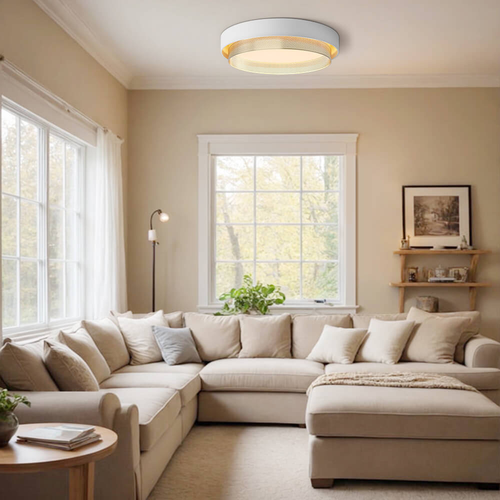 Cirkulært LED Loftlys i Hvid – Minimalistisk Belysning til Stue og Kontor Loftlamper Tech Butik Hvid Varm Hvid