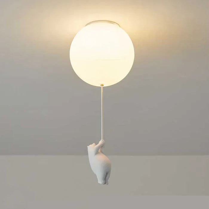 Loftlampe med Bjørn og Ballon - LED Plafondlampe til Børneværelse Loftlampe Tech Butik 15 cm B varm hvid