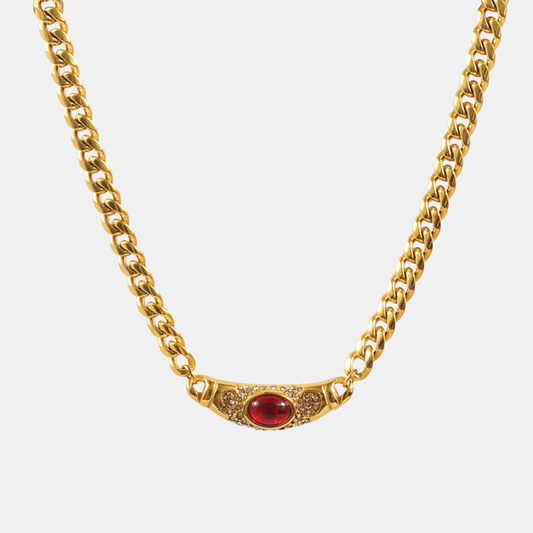 Vintage Vedhængshalskæde – Glimt af Sofistikeret Stil Necklace Tech Butik Rubin 18k Gul Guld