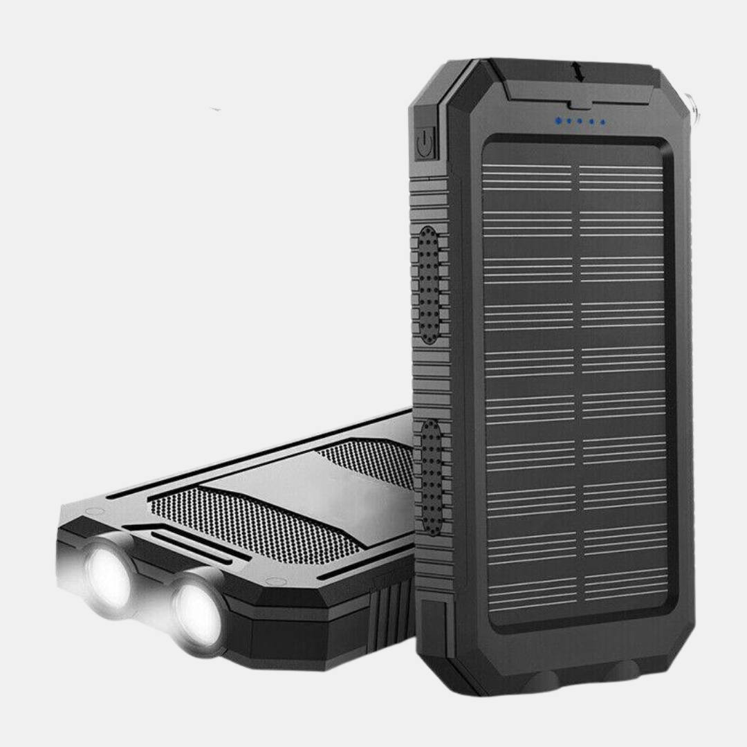 Solopladnings Vandtæt Powerbank | Miljøvenlig Strøm Overalt Powerbanks Tech Butik Sort