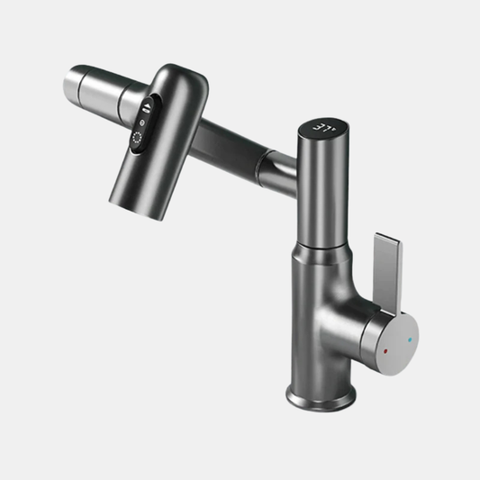 360° Drejelig Køkkenhane – Fleksibelt Design med Temperaturdisplay Faucet Tech Butik Sod Sort