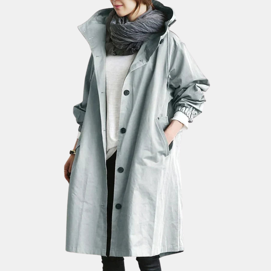 Vandtæt Oversized Mid-Længde Trenchcoat – Elegance Møder Funktion Kvinders frakker og jakker Tech Butik Grå S