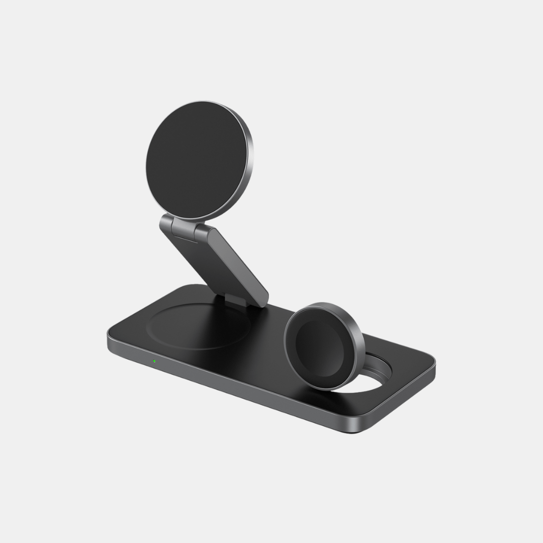 3-i-1 Trådløs Opladningsstation til iPhone, AirPods og Apple Watch – Kompakt design Mobiltelefontilbehør Tech Butik