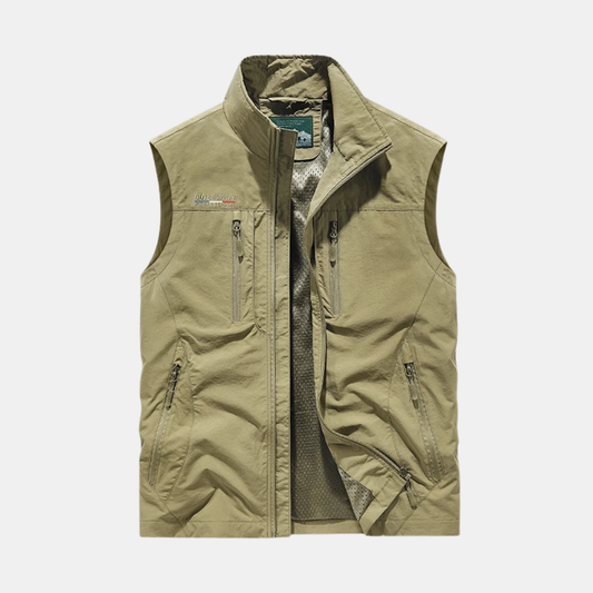 Åndbar Multi-Lomme Vest til Mænd – Letvægt Komfort til Udendørs Eventyr Herre udendørs veste Tech Butik Khaki M