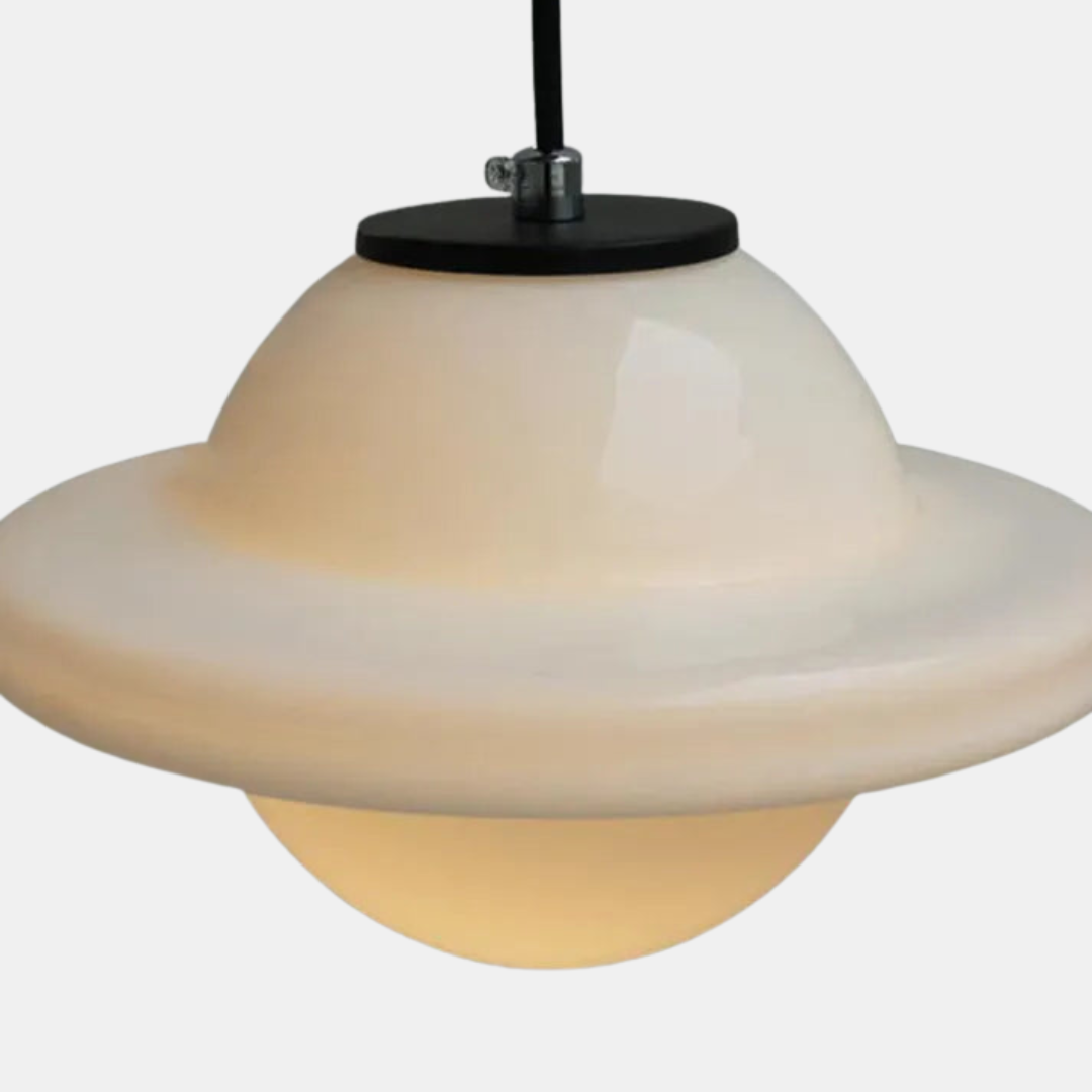 Vintage-inspireret Geometrisk Loftlampe – Hvid Mælkeglas Pendellamper Tech Butik Model F
