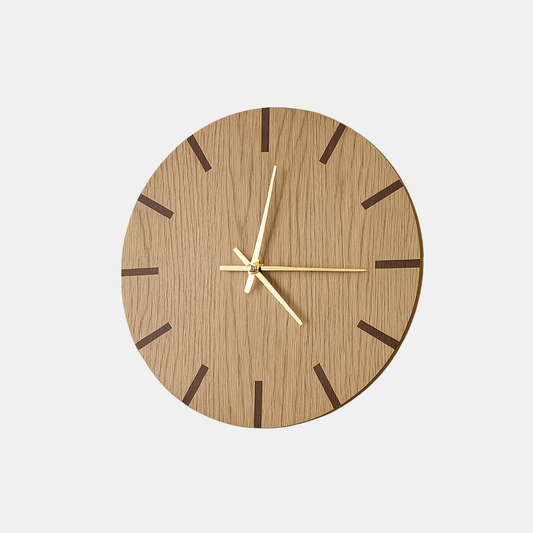 Vægur i Egetræ – Tidløs Elegance til Enhver Plads Vægure Tech Butik Guld viser 30x30 cm.